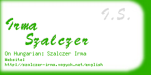 irma szalczer business card